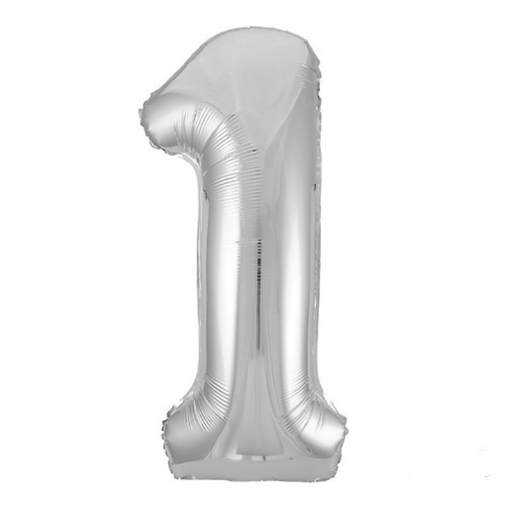 Фольгированная цифра, цвет Серебро 102 см