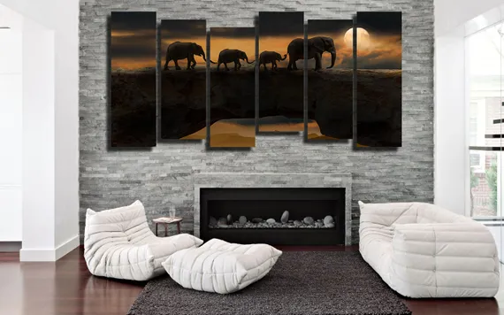 Модульная картина "Африканские слоны"