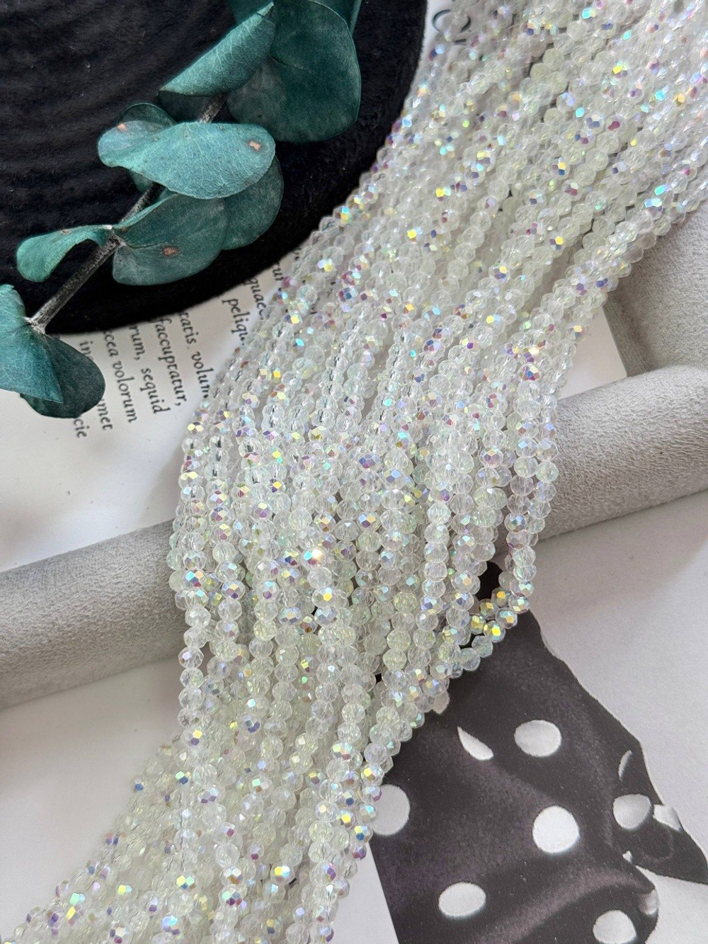 Рондели 3 мм, радужный кристалл, нить 33 см