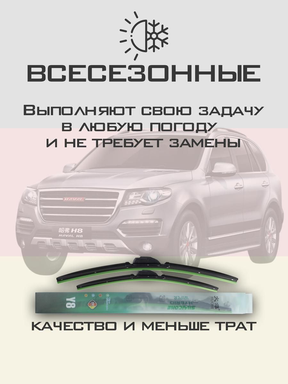 Щетки стеклоочистителя HUOYE Y8 600/450 мм на Haval H8 | Push button
