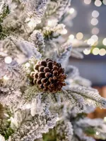 Заснеженная елка с гирляндой встроенной «Saint Paul» (Литая+пвх) 240 см / 2,4 м