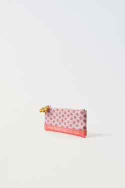 ZARA ПЕНАЛ С ЦВЕТОЧНЫМ ПРИНТОМ, РОЗОВЫЙ
