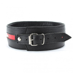 Черно-красный кожаный ошейник увеличенного размера (Цвет: черный с красным)