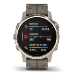 Спортивные наручные часы Garmin Fenix 6s Sapphire золотистый с серым кожаным ремешком 010-02159-40