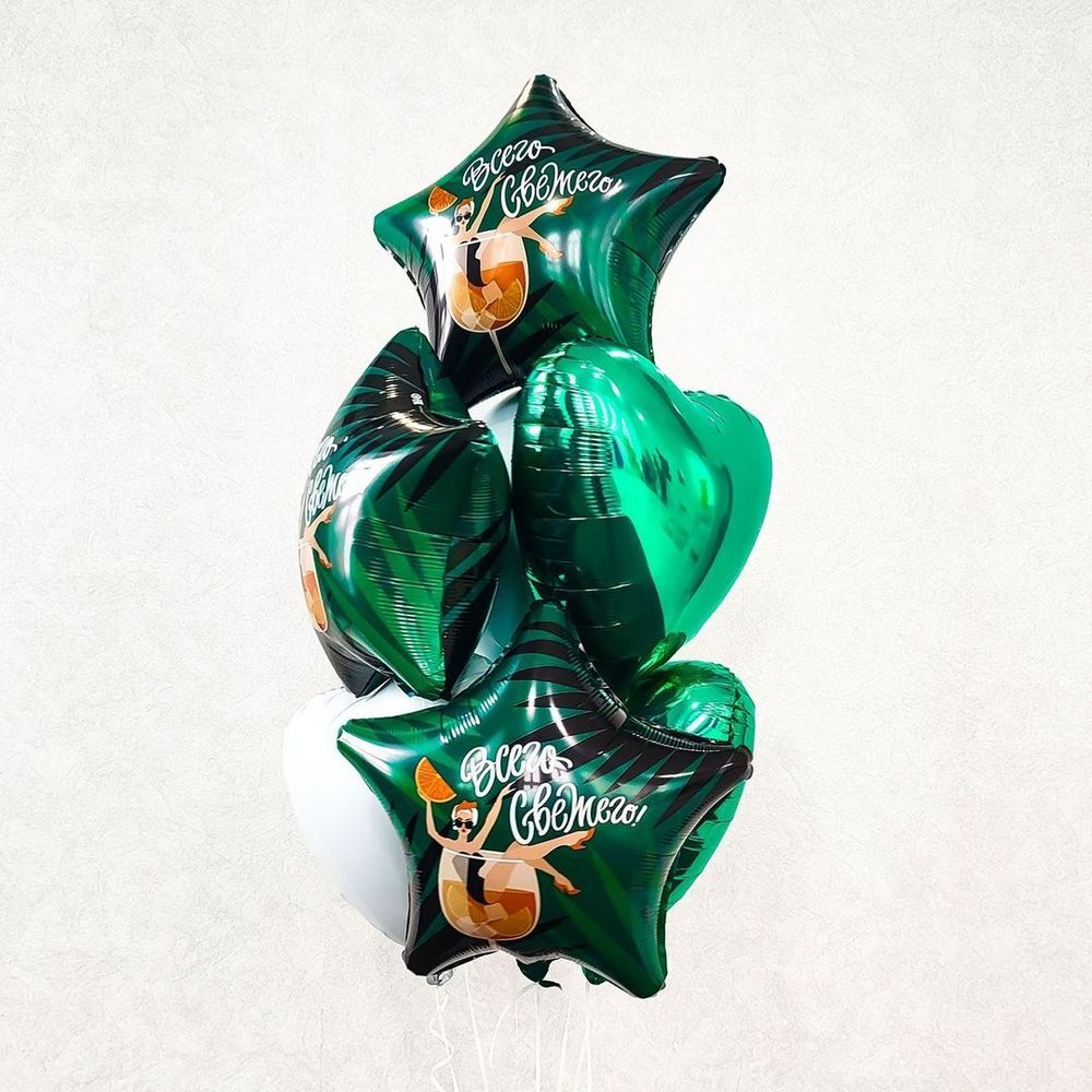 Шар (19''/48 см) Звезда, Зеленый, 1 шт.