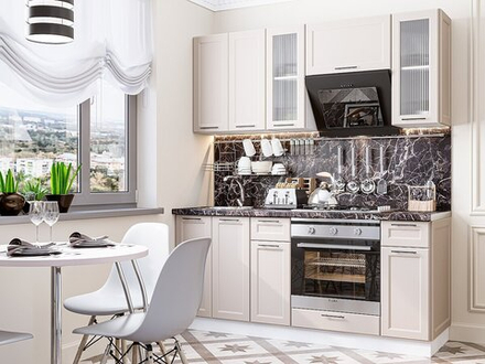 Прямая модульная кухня Барселона-01 Кашемир - Белый 2140*1800*600