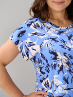 Платье П-026/небесный-экрюлистья