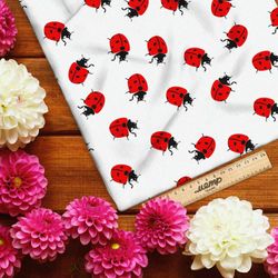 Ткань бязь божьи коровки