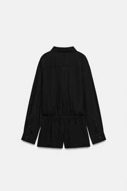 ZARA КОМБИНЕЗОН ИЗ ЛИОЦЕЛЛА, ЧЕРНЫЙ