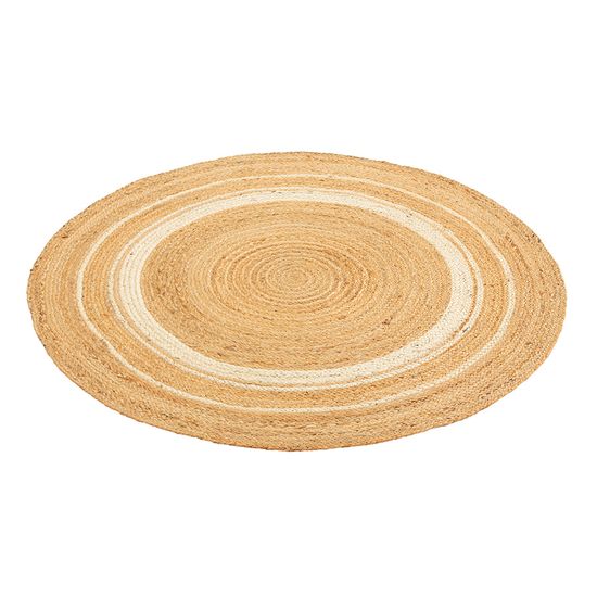 Ковер из джута круглый с вставками белого цвета из коллекции ethnic, 90см