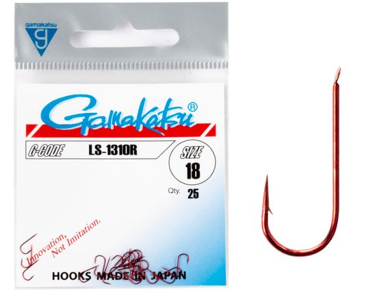 Крючки Gamakatsu LS-1310R HOOKS RED разм. 18 25шт.