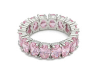 Кольцо с розовыми кристаллами 6мм, цвет серебро