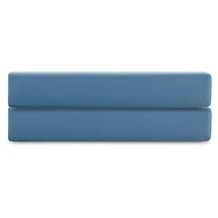 Простыня на резинке из премиального сатина джинсово-синего цвета из коллекции essential,  180х200х30