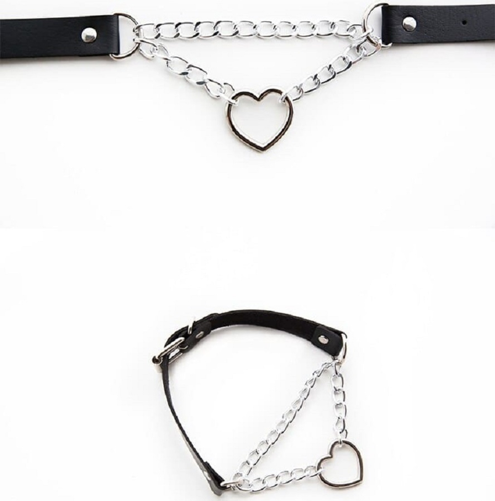 Чокер Сердце на цепочке чёрный 40 см