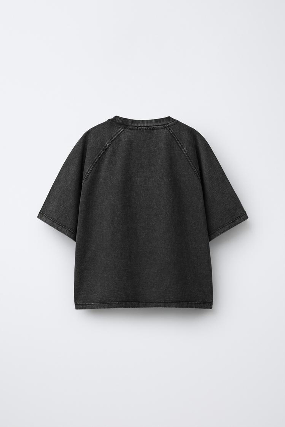 ZARA КОМПЛЕКТ ИЗ ФУТБОЛКИ HEAVY WEIGHT И ЛЕГИНСОВ GLARE RIB С ЭФФЕКТОМ ПОТЕРТОСТИ, ЧЕРНЫЙ