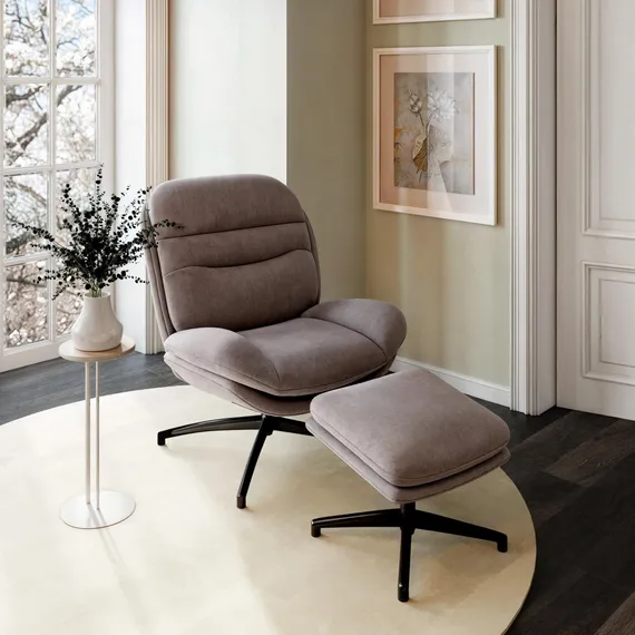 Кресло-качалка с оттоманкой Magnus, серое