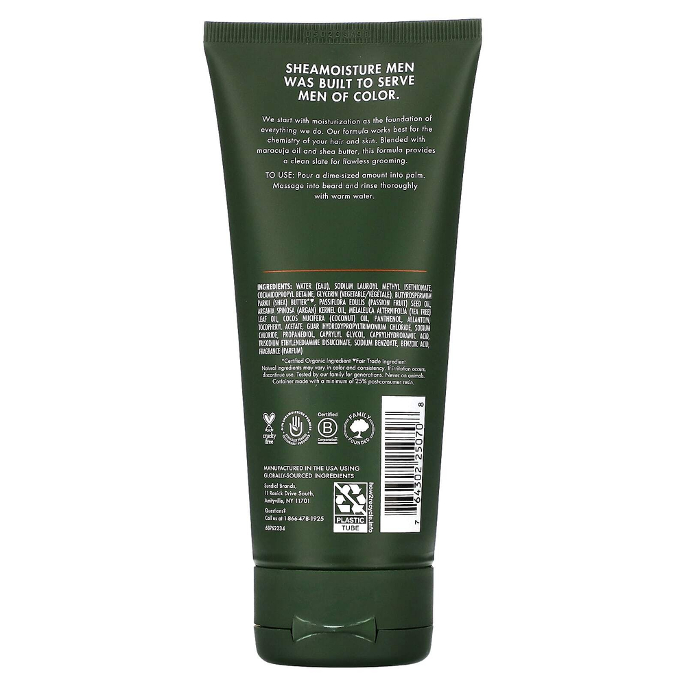 SheaMoisture, Для мужчин, средство для мытья бороды, масло маракуйи и масло ши, 177 мл (6 жидк. унц.)