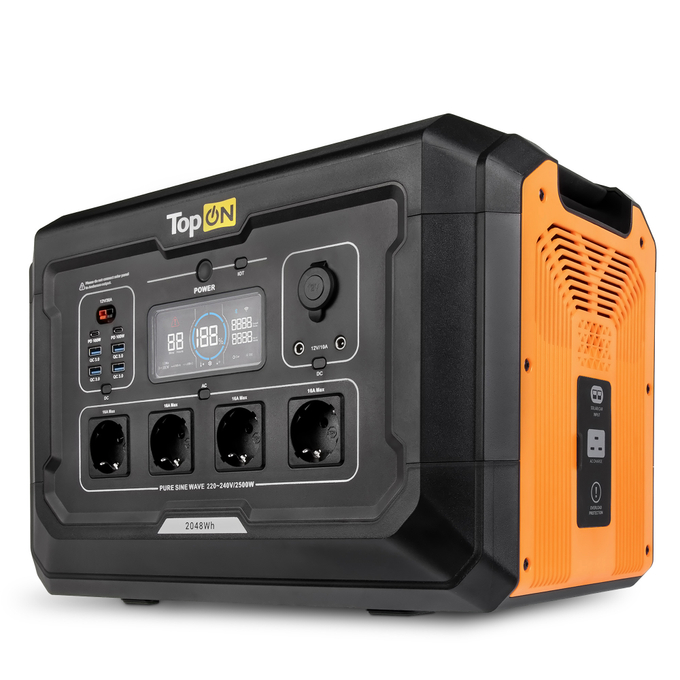 Портативная электростанция TopON TOP-X2500 LFP 2500 Вт, 4 розетки 220 В, авторозетка 12 В, HPP Anderson, 2 DC, 2 Type-C, 4 USB