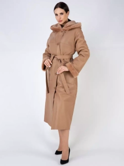 Дубленка зимняя натуральная с капюшоном