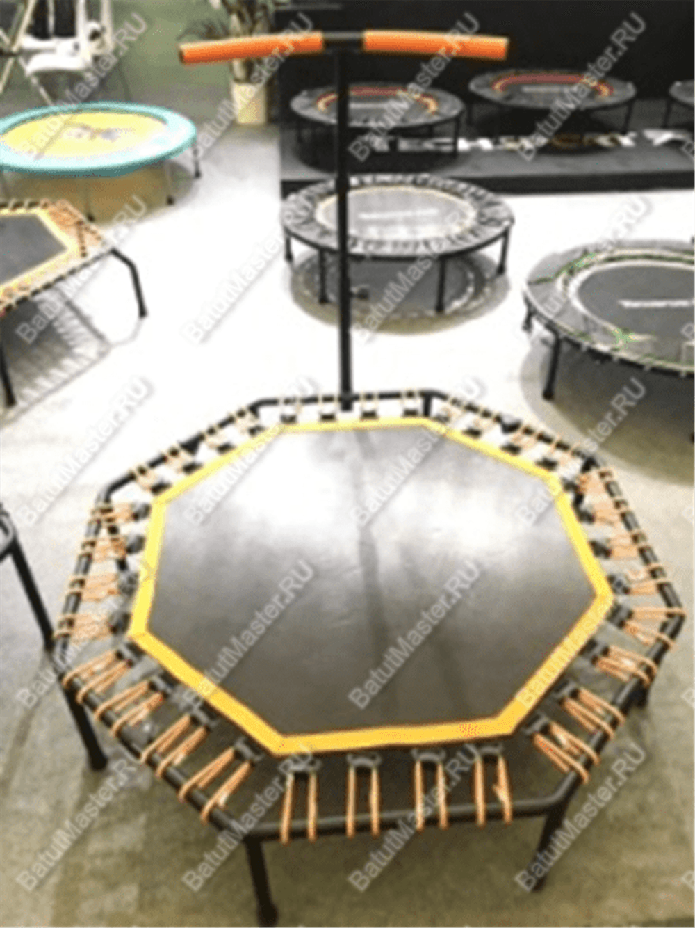 Каркасный батут с Т-образной ручкой, желтый, диаметр 4 фт, восьмиугольный