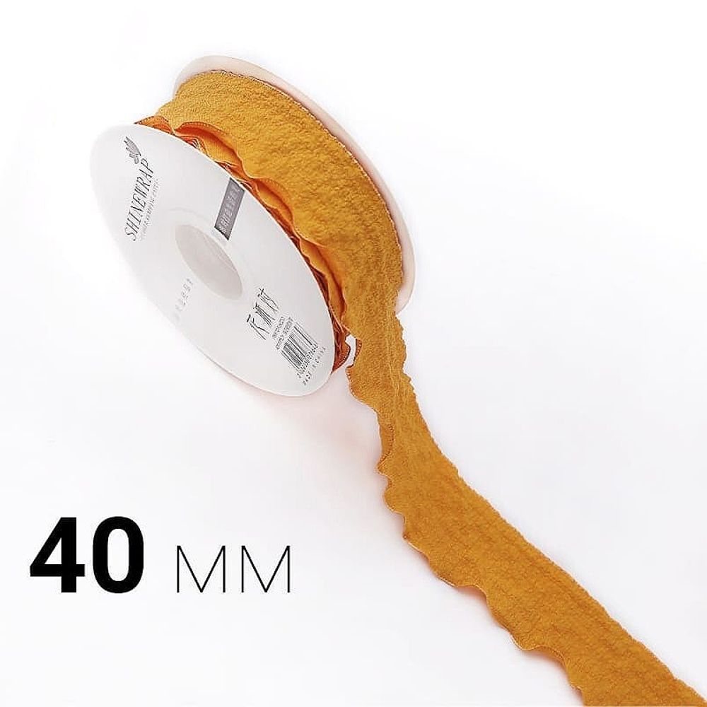 Лента текстиль &quot;Rossi&quot; 4см*10ярд ЖЕЛТЫЙ