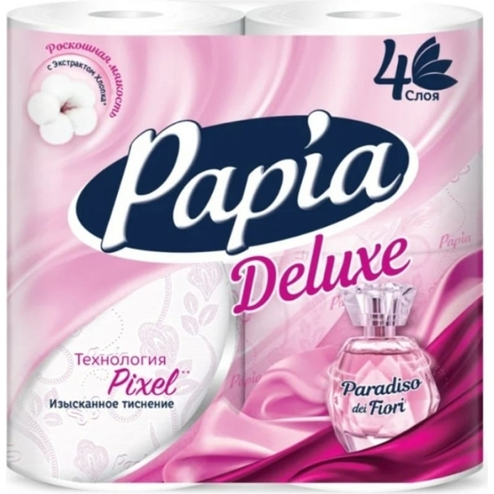 Бумага туалетная PAPIA DELUXE PARADISO FIORI, 4 сл., 4 рул.