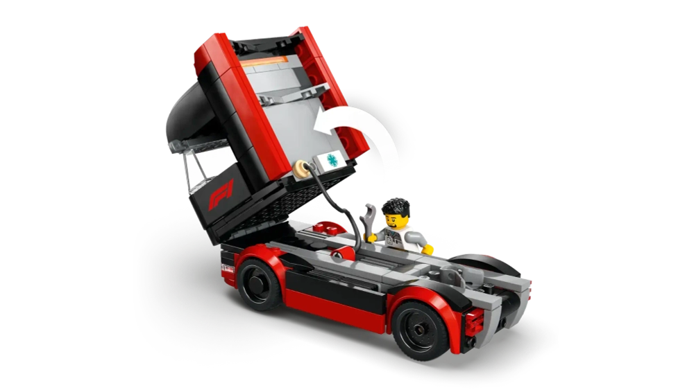 Конструктор LEGO City 60445 Грузовик с автомобилями RB20 и AMR 24 F1