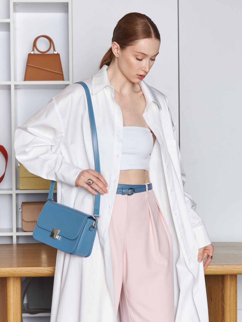 БАЗОВЫЙ ТОНКИЙ РЕМЕНЬ С МЯТОЙ ПРЯЖКОЙ BLUE