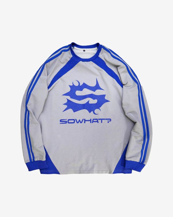 Лонгслив джерси серый / синий - фото 1