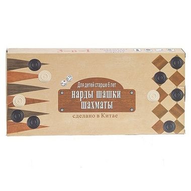 Игра настольная 3в1 Шахматы, шашки, нарды, доска дерево 29х14.5х3см