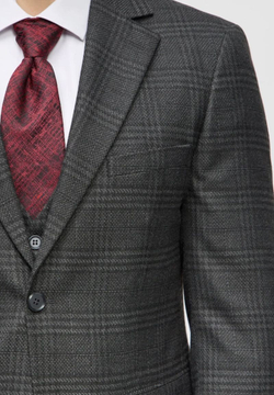 Мужской классический костюм в клетку (серый) В63