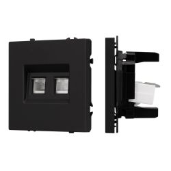 Механизм сдвоенной телефонной розетки SCT-NOBE-MTL2-SFPL-BK (RJ-11, 4C) (Arlight, Черный оникс) 054309