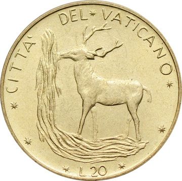 20 лир 1971 Ватикан, Благородный олень