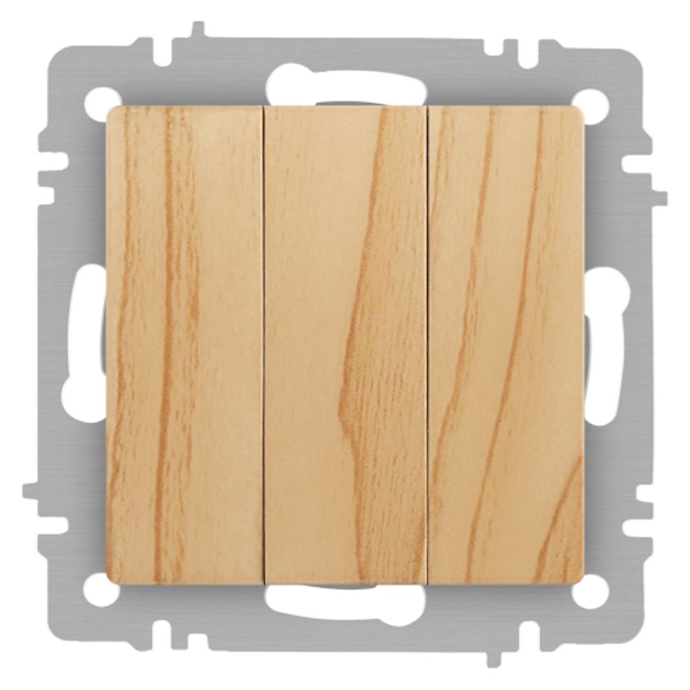 Выключатель Intro Accent 6-106-11 тройной, 10А-250В, IP20, СУ, AL/CU, сосна | Intro