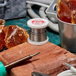 Припой с канифолью ПОС-61, 100г, Ø3мм, (олово 61%, свинец 39%), катушка REXANT