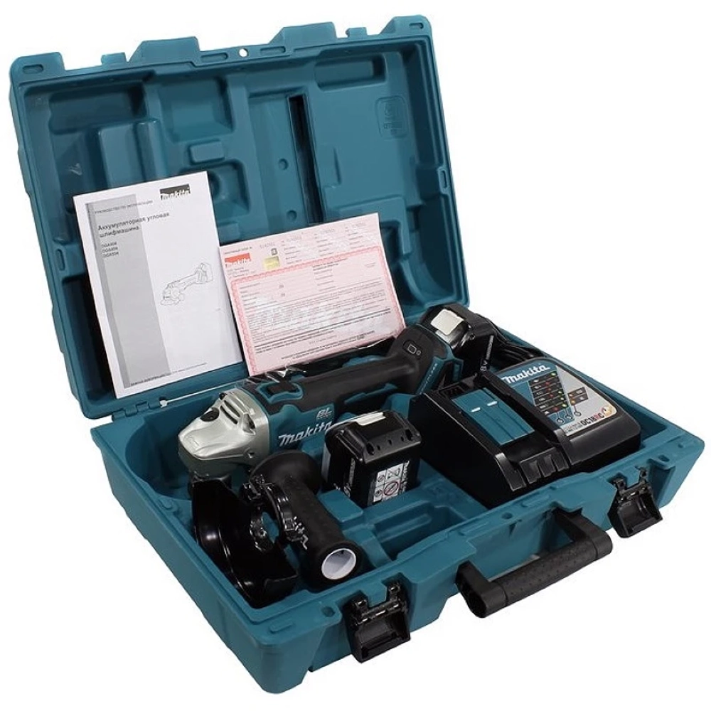 Makita DGA506RME аккумуляторная угловая шлифмашина (2 x 4 Ач) DGA506RME