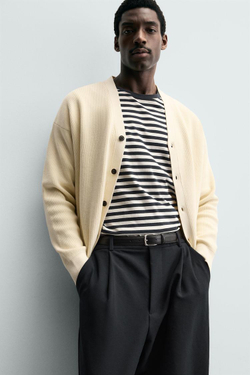 ZARA КАРДИГАН ИЗ РЕЛЬЕФНОГО ХЛОПКА, ЭКРЮ