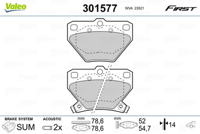 VALEO - 301577-VAL - Brake Pad Set, disc brake