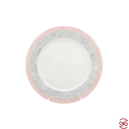 Набор тарелок Thun Яна Серый мрамор с розовым кантом 25 см (6 шт)