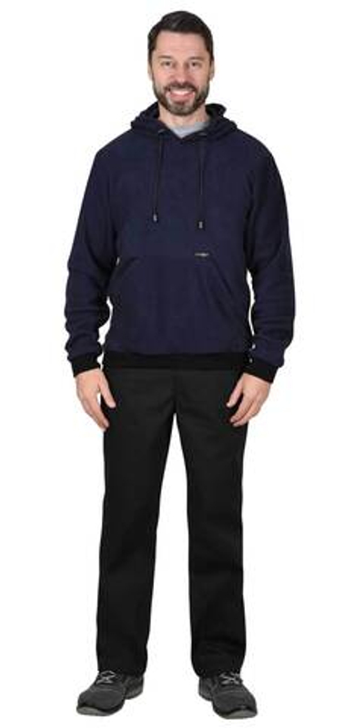 Толстовка флисовая синяя с капюшоном