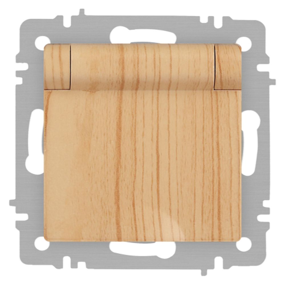 Розетка Intro Accent 6-203-11 2P+E Schuko с крышкой, 16А-250В, IP20, СУ, AL/CU, сосна | Intro