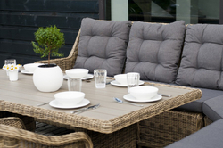 "Бергамо" обеденная группа угловая из искусственного ротанга, цвет соломенный