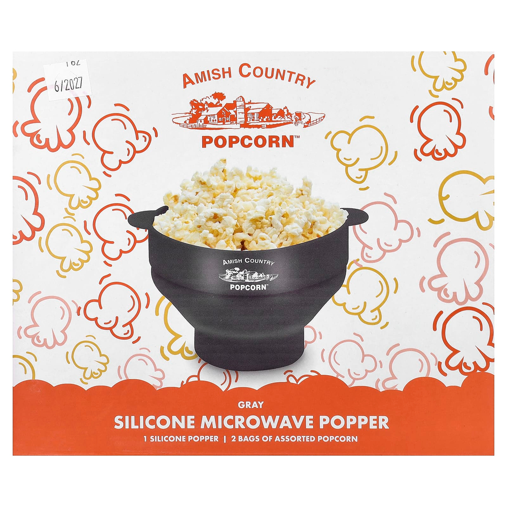Amish Country Popcorn, силиконовая единица для попкорна, для разогревания в микроволновой печи, серый, 4 шт.