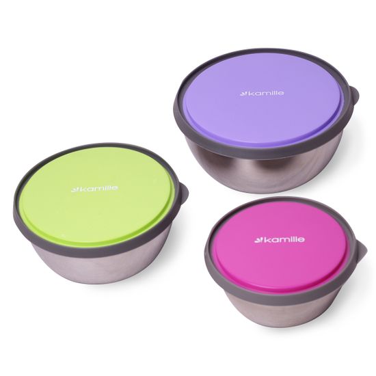 Набор емкостей 3 шт. из нержавеющей стали с пластиковыми крышками Kamille KM-2111