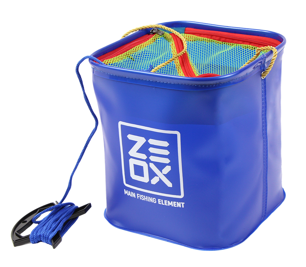 Ведро для рыбалки Zeox Bucket With Rope and Mesh 8л складное