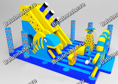 Надувной батут "Морской бриз с крышей"