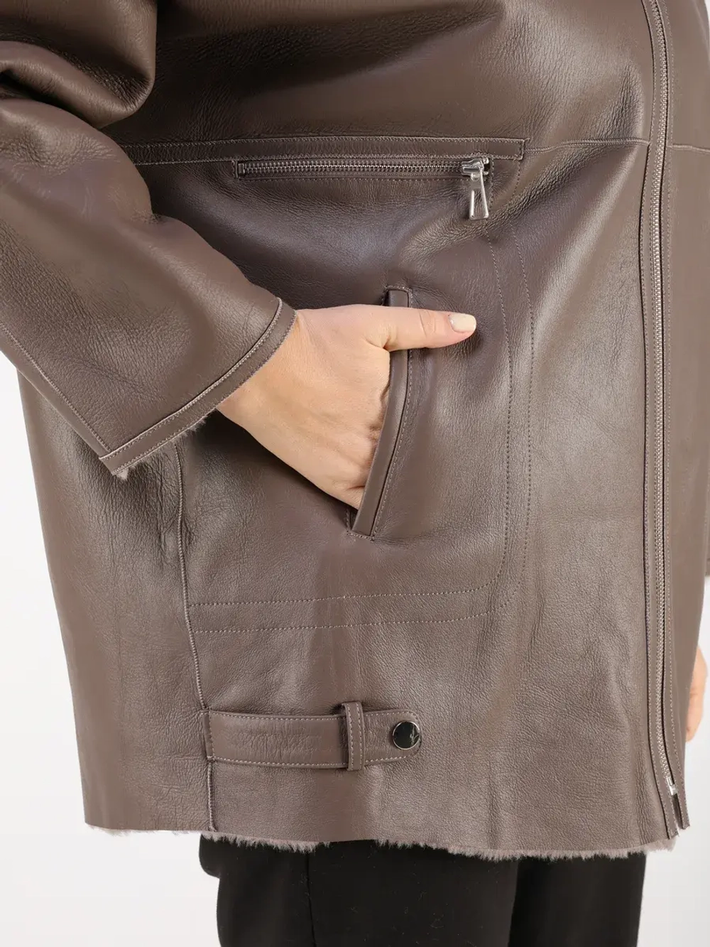 Дубленка зимняя натуральная оверсайз больших размеров