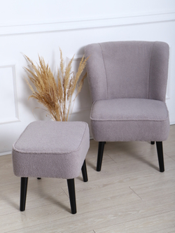 Пуф "Donatello" букле мех серый/венге