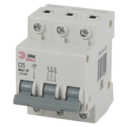 Автоматический выключатель ЭРА SIMPLE SIMPLE-mod-23 3P 25А (C) 4,5кА ВА 47-29