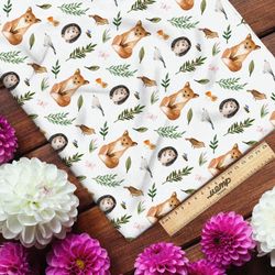 Ткань дюспо лисята и ежата